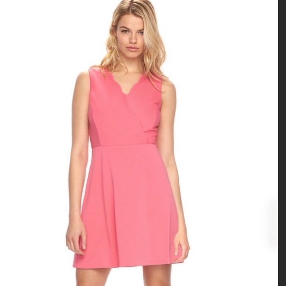 Elle Macpherson Pink Scallop Neck Dress Size 4 - Picture 1 of 8